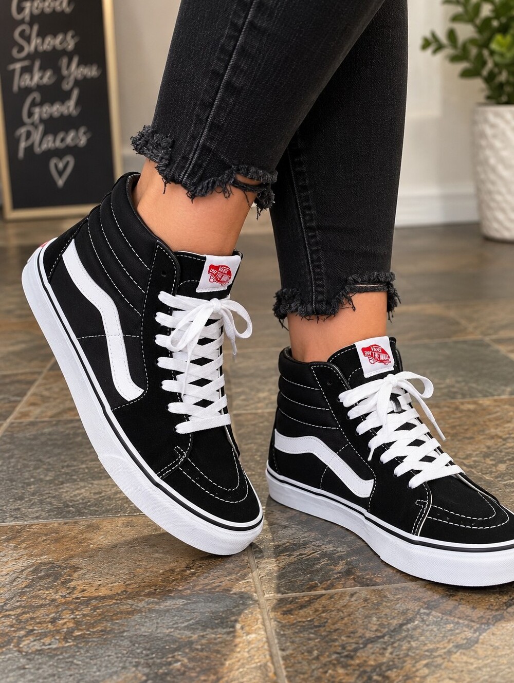 Vans Sk8-Hi in Black/White - Men's 6 & Women's 7.5 - MSRP $80 - NWOT